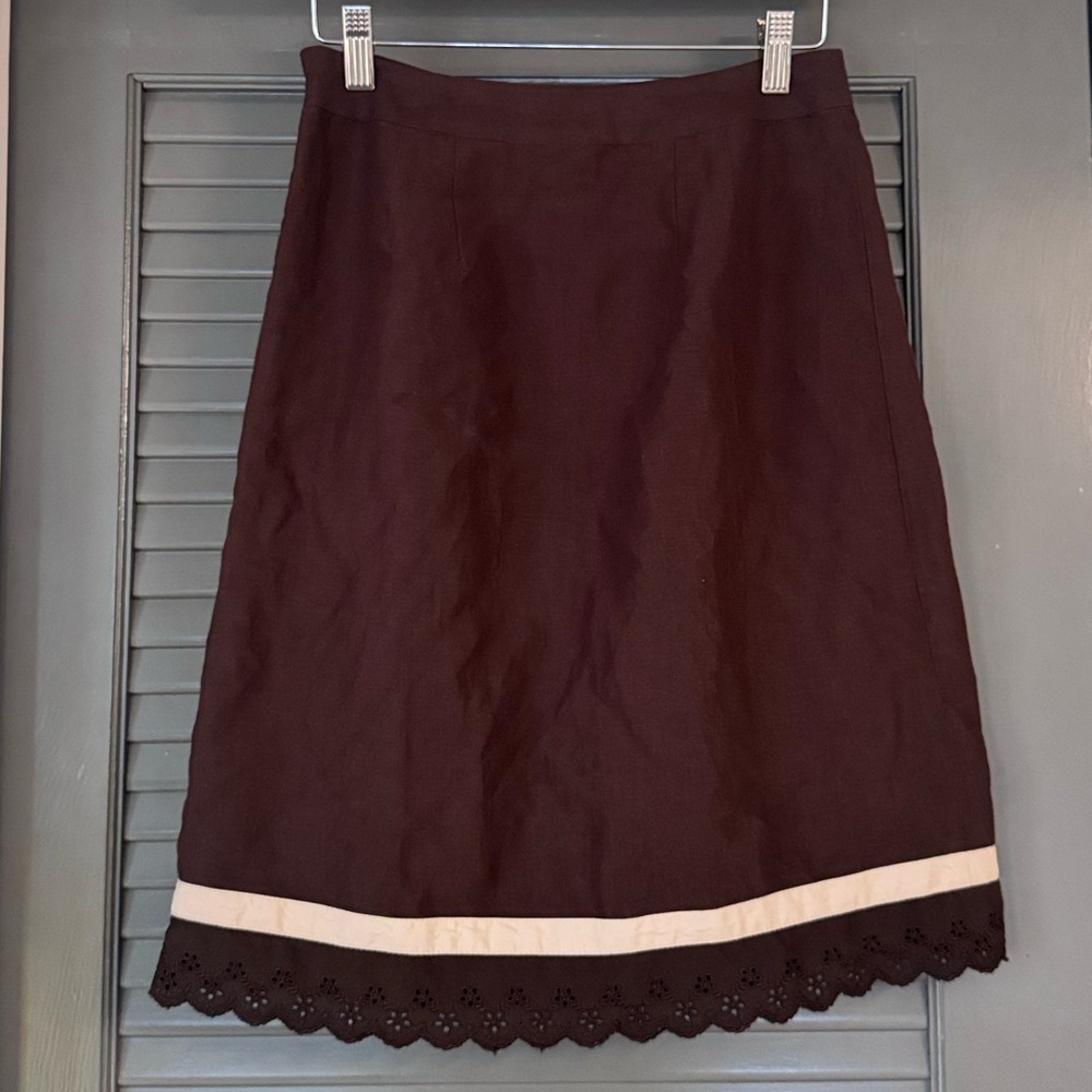 Ann Taylor Loft Brown Embroidered Midi Skirt - Picture 2 of 5